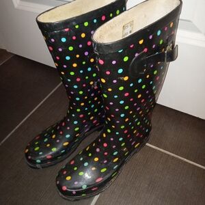 Polka Dot Women's Rain Boots, Size 9